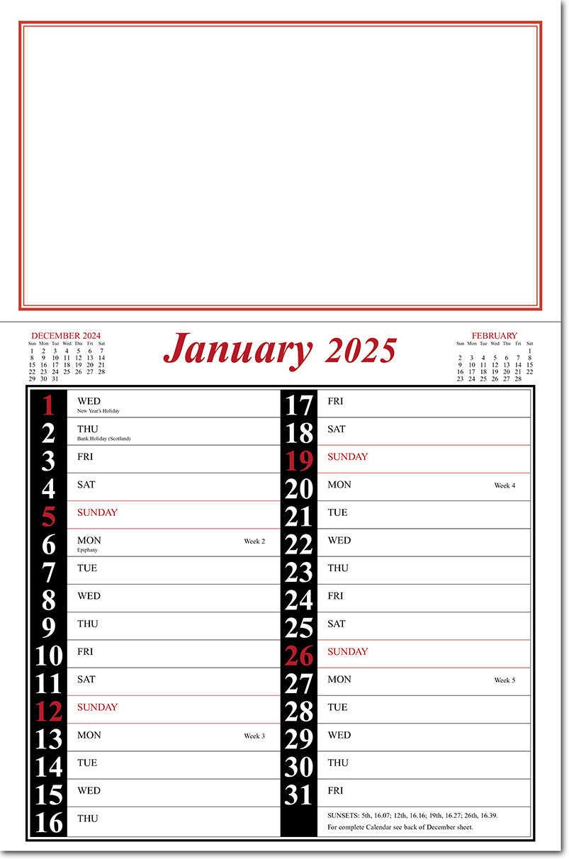 Appointment Memo Calendar - Red and Black
