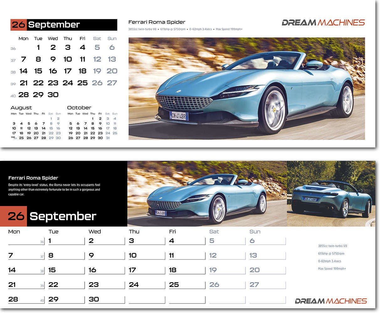 Dream Machines Premium Lined Easel Desk Calendar