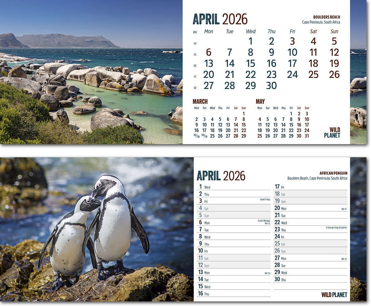 Wild Planet Premium Lined Easel Desk Calendar