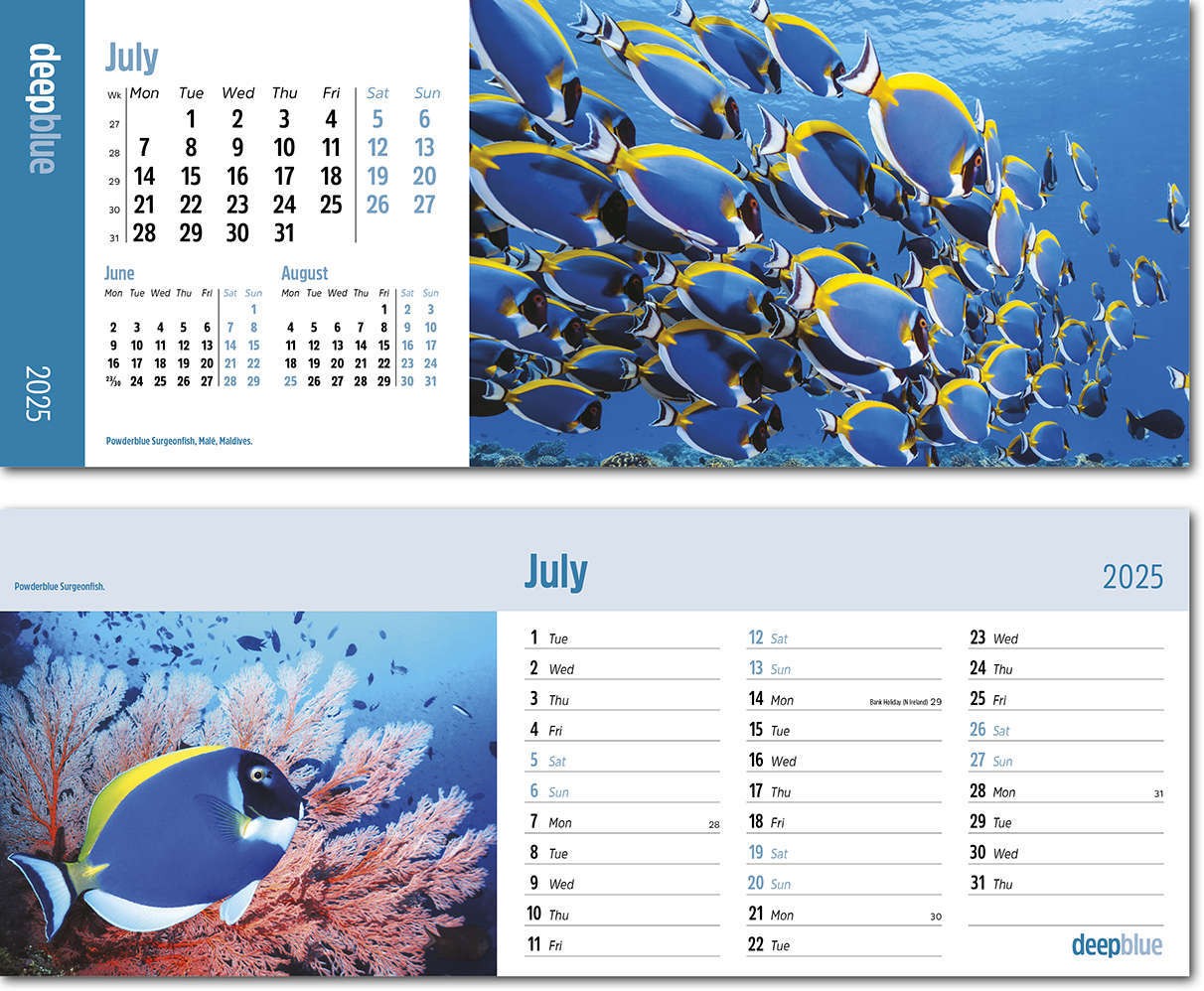 Deep Blue Note Station Desk Calendar