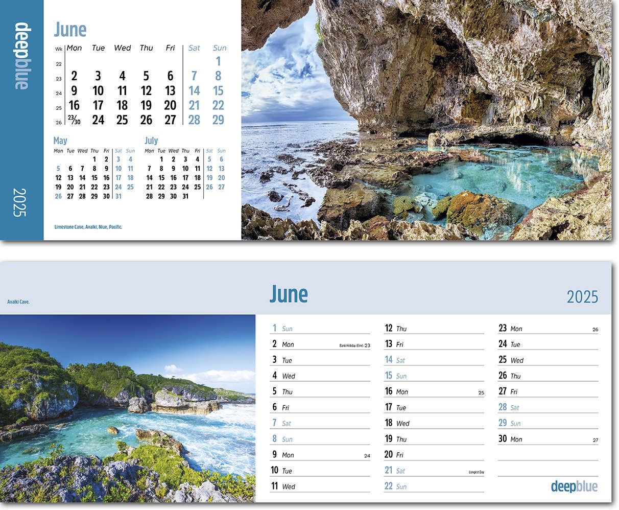 Deep Blue Note Station Desk Calendar