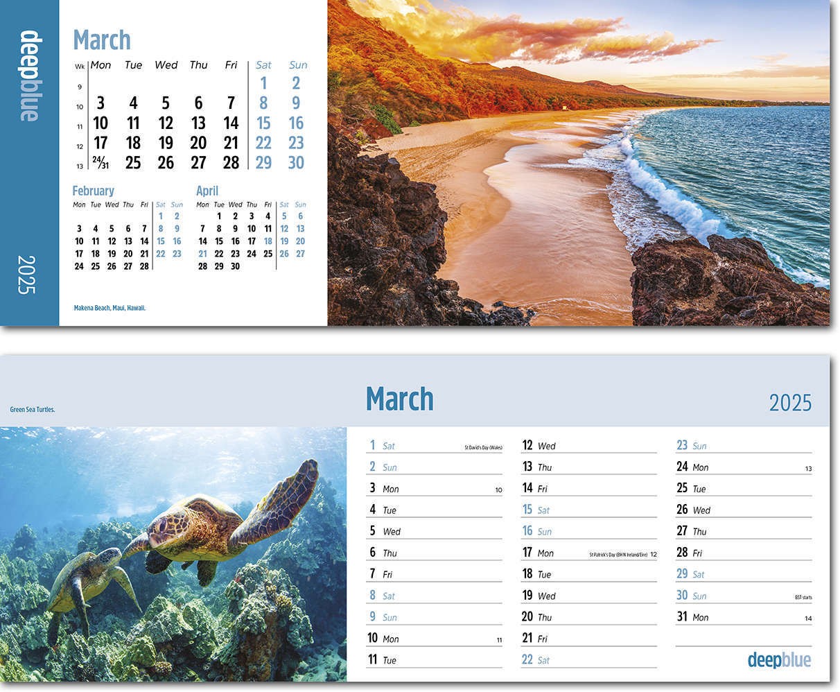 Deep Blue Task Station Desk Calendar