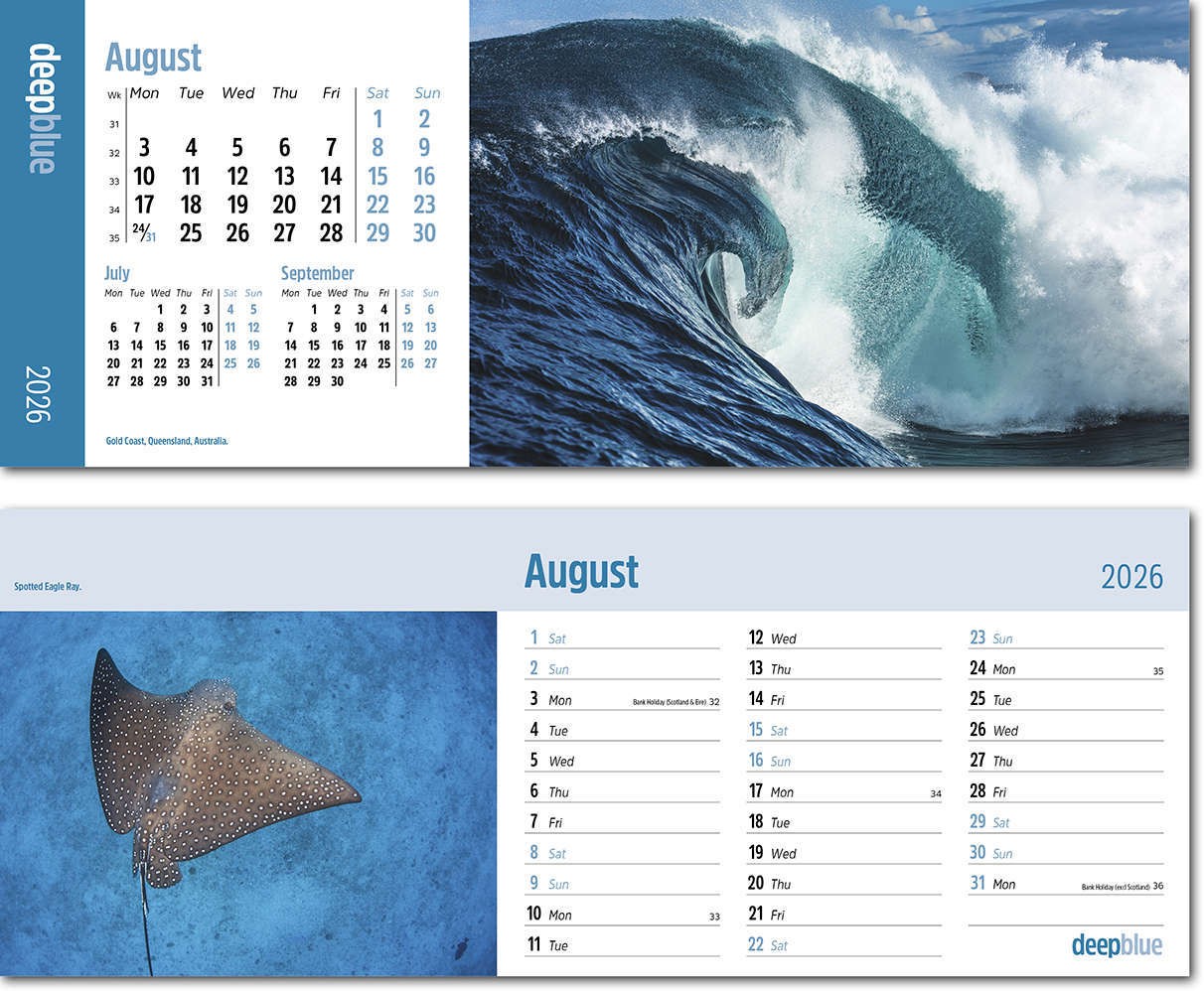 Deep Blue Desk Calendar