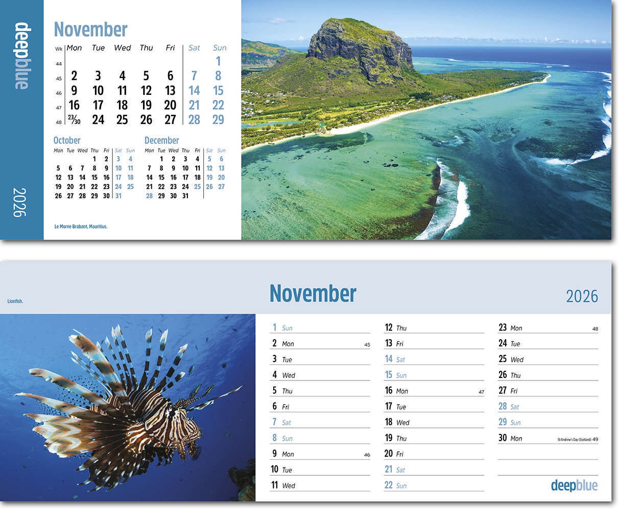 Deep Blue Desk Calendar