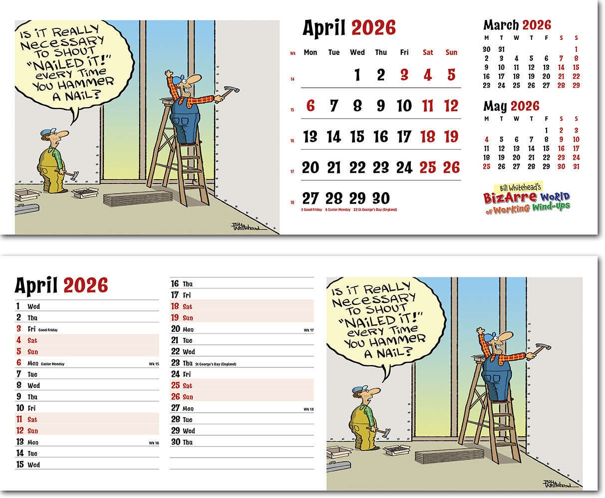 Bizarre World of Working Wind Ups Premium Lined Easel Desk Calendar